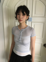 Tube layer Henley neck t-shirt (3color)