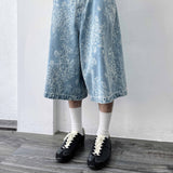 Snowwashed Leopard Wide Denim Culottes