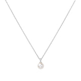 シルバーパールドロップペンダントロジウムメッキ+925シルバーネックレスN065-01H