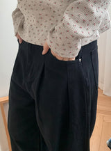 フシピンタックコットンワイドパンツ