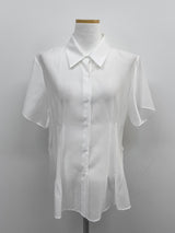 Chief Strap Pintuck See-through Short Sleeve Shirt