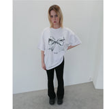 【数量限定】メタリックリボンTシャツ - WHITE
