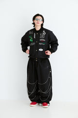 TRIPPY RB VARSITY JACKET BLACK