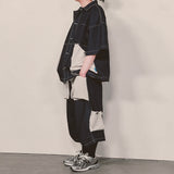 reverse terry pocket denim capri shorts_blue