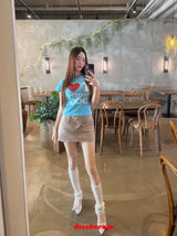 Love Blue Cotton Short Sleeve T-shirt