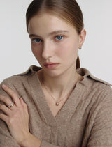 26SS★ Champagne Full Moon Silver Mary Bowl Necklace