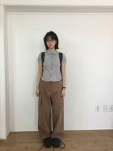 Seersucker キャップスリーブシャツ