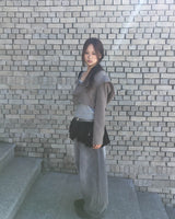 String wide denim pants