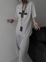 cross lettering crack T (3color)
