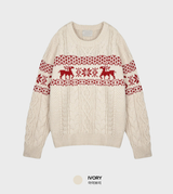 ジェイクノルディックケーブルオーバーフィットラウンドロングスリーブニット