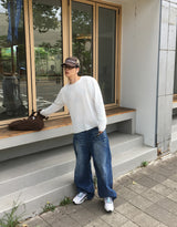 No.1832ダメージ スラブ ワイドデニムパンツ