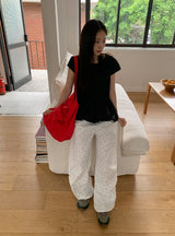 Lijet Flower String Pintuck Wide Pants
