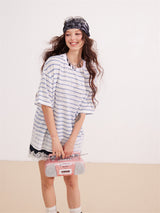 Lace Stripe Mix Slim Fit T-Shirt