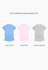 Stay Stripe Pajamas Short Set (3 Colors)