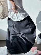 🩵5000 SOLD OUT 🥳 ❤‍🔥(DURABLE DENIM VER) ❤‍🔥 TWO PLEAT BALLOON COTTON PANTS 🖤🩵 - 2 COLORS