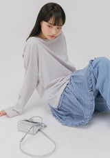 ソフトストライプTシャツ (ピンク)