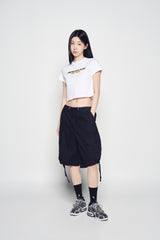 25SS FLAME LOGO SHORT CROP SLEEVE T-SHIRT WHITE