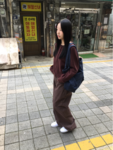 カールスウォッシュブラウンデニムパンツ