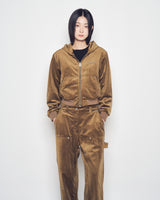 25FW WOMAN ベルベットフーディージャケット ブラウン