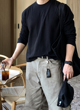 アーロンモーデンエッセンシャルセミクロッピードロングスリーブTシャツ