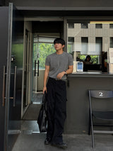 Two tone v-necked muscle short sleeved