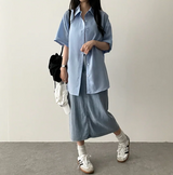 Sundy Charlang クールデニムロングスカート [ショート & ベーシックセレクション] Lyocell Fabric