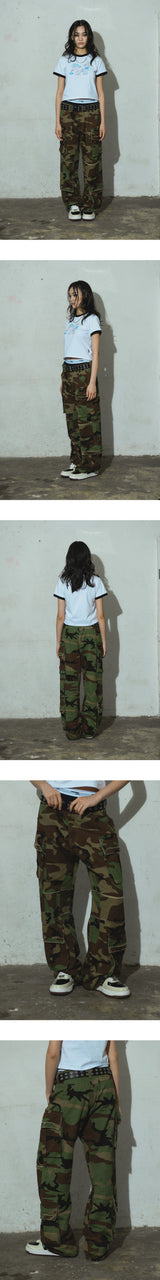 Distressed Camo Cargo Pants