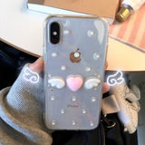 [MADE] ドットエンジェルレジンケース(heart-pink & wings-white)