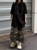 hip patch camo bermuda pants