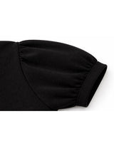 アリナベッドポイントショートスリーブパフニットトップ Black