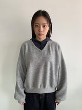 チムティ起毛Vネックフリーススウェットシャツ