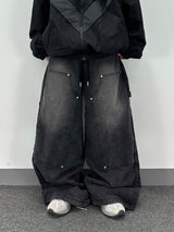 zipper carpenter double-knee pants
