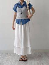 Seersucker Layered Banding Skirt
