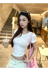 Back scarf bow see-through short sleeve T-shirt