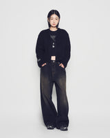25FW WOMAN Vネッククロップソリッドカーディガン ブラック