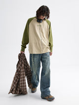 Washed-out vintage-style slightly flared ストレートレッグジーンズ