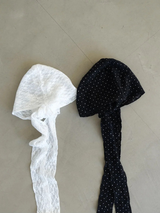 ビーズドット レース ヘッドスカーフ (WHITE, BLACK 2COLORS!)