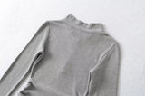 Half Turtle Side Shirring Long Sleeve Zip-Up