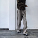 Hem-Pleated Flared Wide Trousers