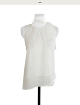 [ mist touch ] obisi ribbon shirring chiffon bl