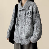 Rina Twisted Patterned Collar Burton Cardigan
