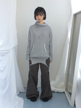 highneck loose waffle hood