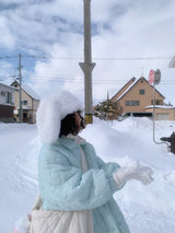 white bunny fur hat