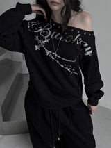 eyelet one-shoulder lettering mtm (2color)