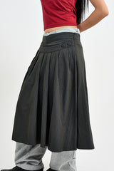 Fab Button Flare Long Skirt