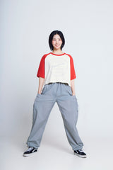 サイクルプリントラグラン ½Tシャツ (red/ivory)
