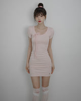 [MADE] Beniel Stripe Ribbon Mini Dress