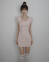 [Limited quantity] Beniel Stripe Ribbon Mini Dress