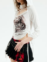 Emoha Black Witch Rock Visual Kei Red and Black Plaid Pleated Skirt