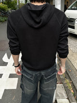 Rick Diagonal Button Waffle Hoodie